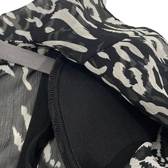 Vintage 90’s Fashion Bug Black & White Animal Print semi sheer ruffle Dress 16 - Picture 6 of 11